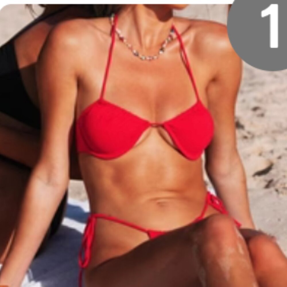 Princess polly red underwire bikini and bottom US 2